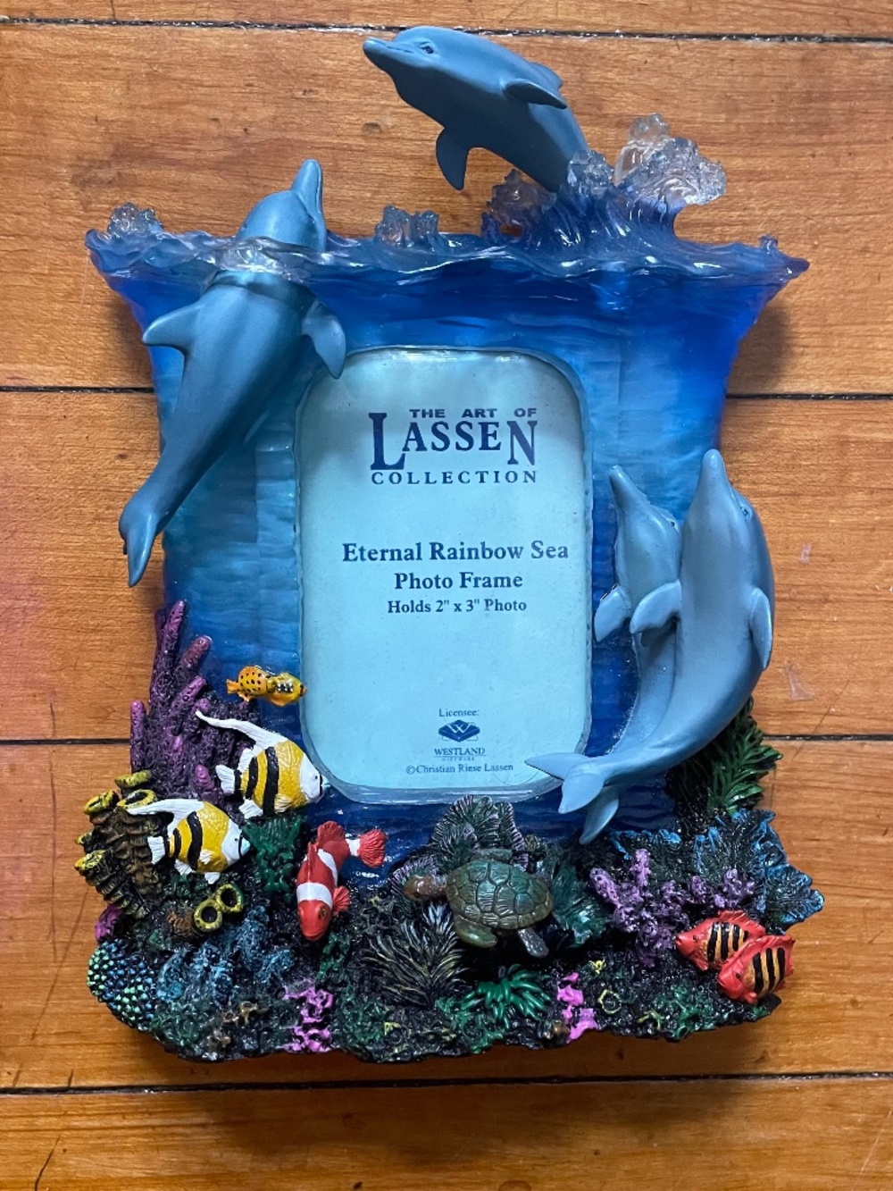 Dolphin Sealife Ocean Fish Coral 3D Picture Frame Cloud Blue 2" x 3" Tabletop
